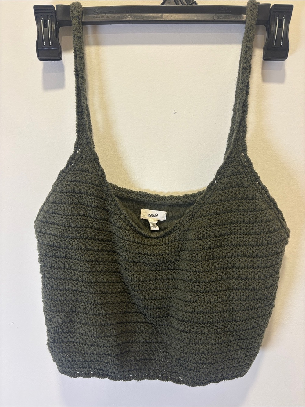 aerie Womens Medium Olive Crochet Knit Cami